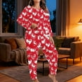 thumbnail image 4 of Lovzfmll Pajama Set for Women, Plus Size Valentine's All-Over Print Set, Long Sleeve Top and Pants, Comfortable Home Loungewear Red, XL, 4 of 7