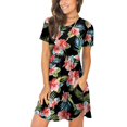 thumbnail image 1 of Robe Mode Femme Col Rond Manches Courtes Imprimée avec Poche, 1 of 5
