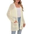 thumbnail image 2 of Women's Open-Front Long Sleeve Mesh Knit Cardigan with Pockets, 2 of 5