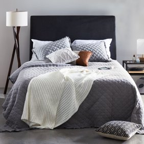 Modrn Industrial 4 Piece Clip Jaquard Chambray Comforter Set