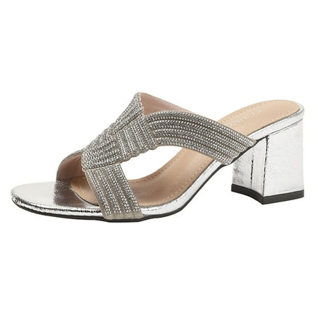 

PEASKJP Womens Sandals Wide Width Casual Open Toes Wedding Bride Sandals Strappy Flat Sandals for Women (Silver 7)