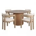 thumbnail image 3 of Christopher Knight Home Modern Dining Set for 4, Round Table with Upholstered Chairs, Light Ash, 3 of 16