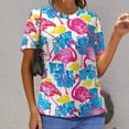 thumbnail image 6 of Flamingo Pattern T Shirts Basic T-Shirt Short Sleeve Ladies Tee Shirt Summer Graphic Clothing, 6 of 6
