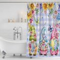thumbnail image 3 of Easter Shower Curtain, Waterproof Shower Curtains for Bathroom, Watercolor Gnomes Eggs Flowers Butterflies Purple Plaid Washable Fabric Bathtub Curtain Set Bath Decor with 12 Hooks Extra Long 72"x96", 3 of 8