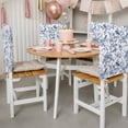 thumbnail image 3 of Blue Botanical Chair Back Covers, Removable Chair Covers for Dining Chairs Set of 4, Washable Chairs Slipcovers Back Seat Protector for Wedding Party 19"x20", 3 of 9