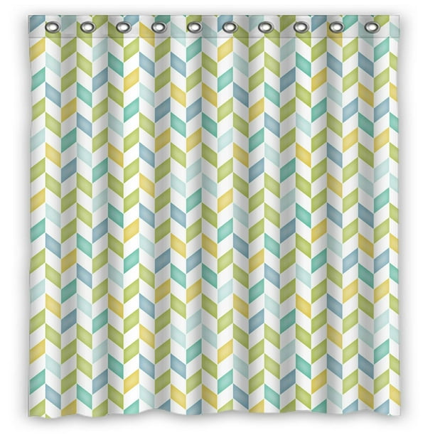 Eczjnt Blue Green Yellow Teal Chevron Shower Curtain Bathroom Waterproof Home Decor 66x72 Inch Com Eczjnt Blue Green Yellow Teal Chevron, Blue Chevron Shower Curtain