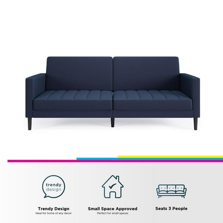 Queer Eye Liam Futon, Navy Blue Linen