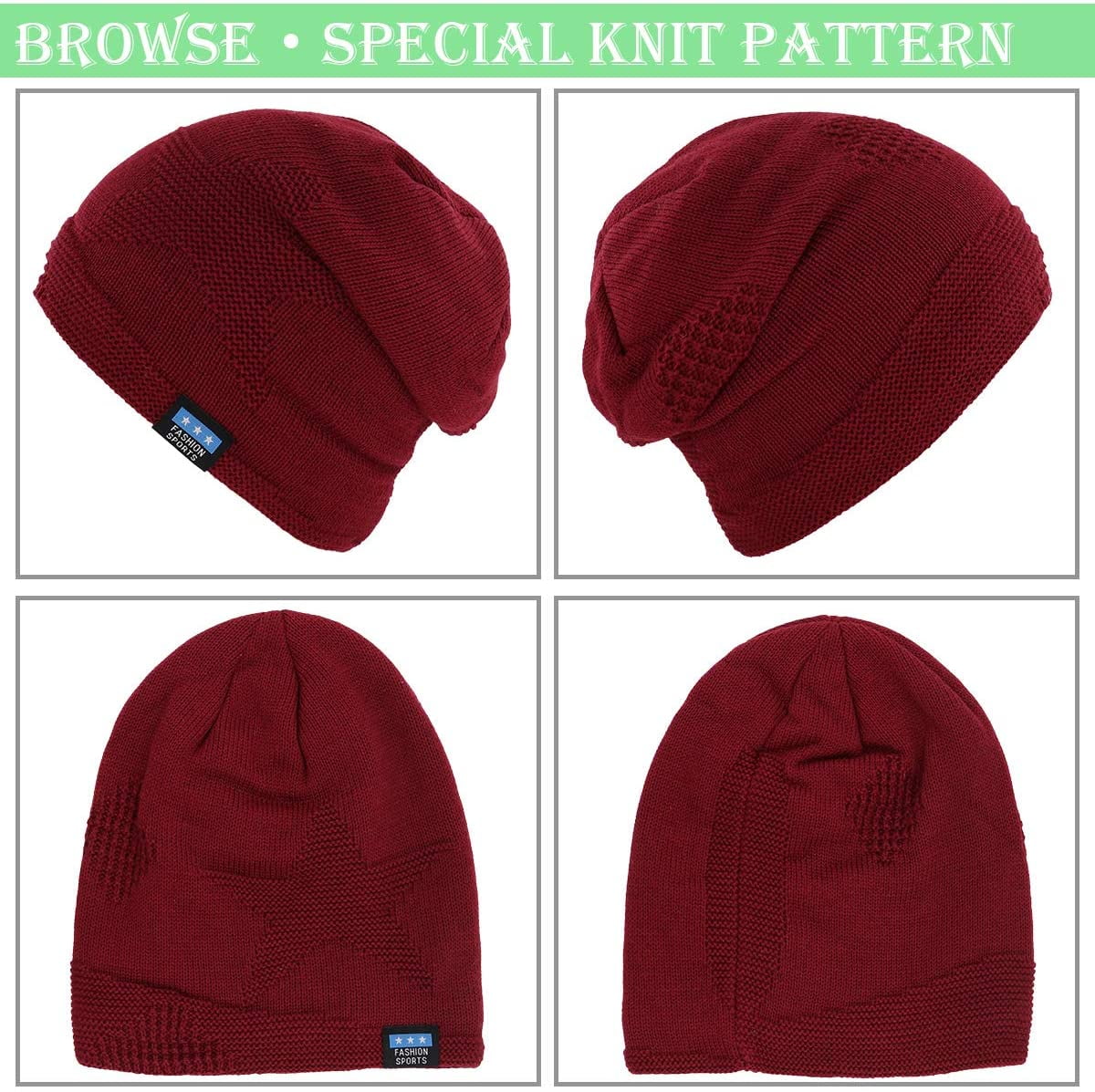 Soft Cotton Beanie Winter Baggy Knit 