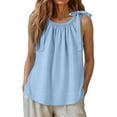 thumbnail image 5 of MOJOGO Tie Shoulder Tops for&nbsp;Women Crewneck Sleeveless Tees Drawstring Neckline Tank Top Casual Summer Party Outfits, 5 of 8