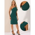 thumbnail image 2 of DARING DIVA Slit Hem Fashion One Shoulder Sheath Dress XS Dark Green, 2 of 6