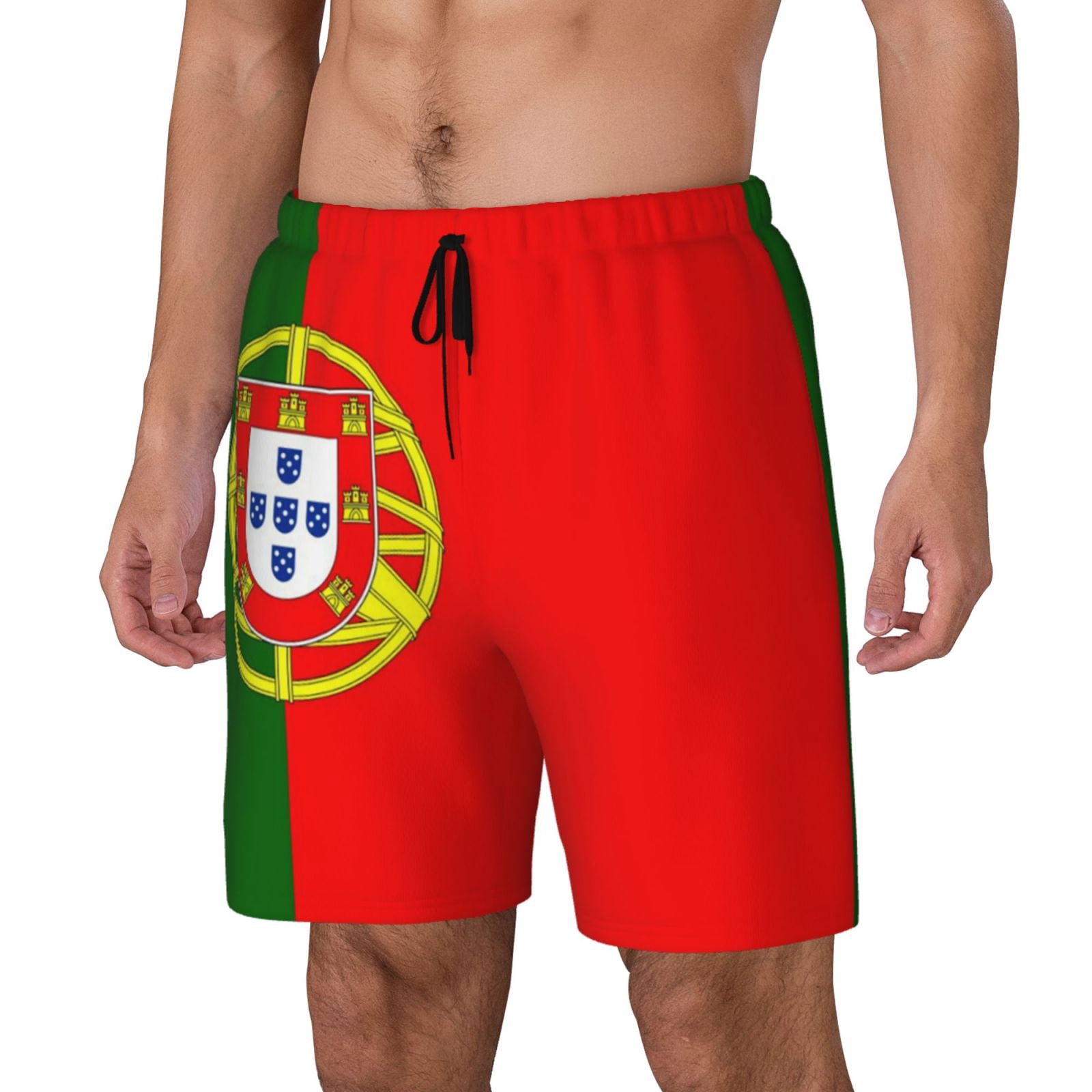 Men's Portugal Flag Swim Trunks with Compression Liner Bathing Suit Swimwear