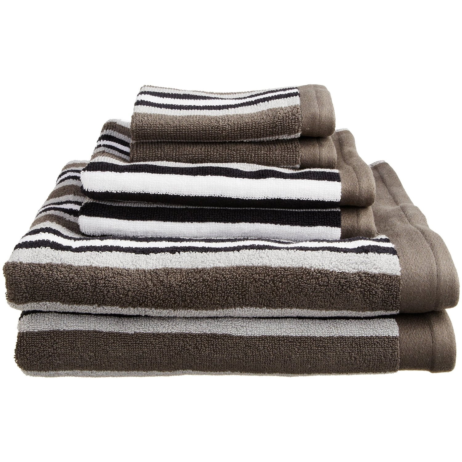 Striped 2Piece Bath Towel Set, Premium LongStaple Cotton, 4 Colors