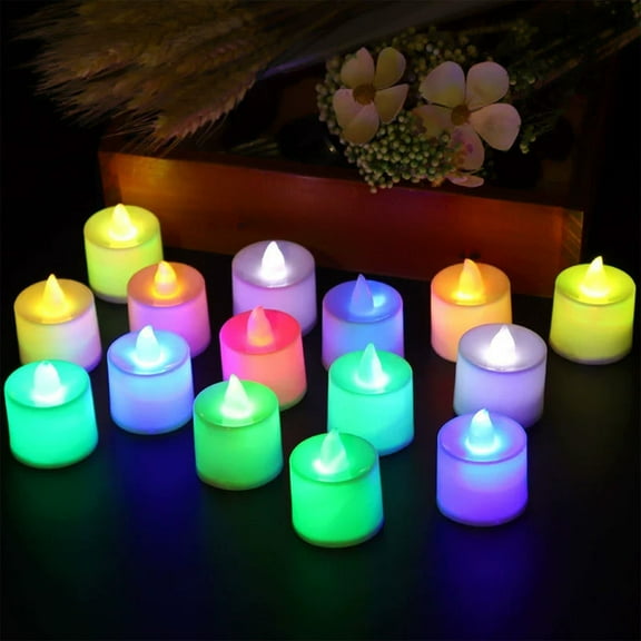 24-Pack LED Flameless Electronic Candle Lights – Colorful Flickering Tealights for Weddings, Birthdays, Christmas, Indoor & Outdoor Party Decorations