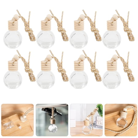 HEALEEP  10 Pcs Refillable Essential Oil Bottles Empty Car Diffuser Perfume Hanging Khaki