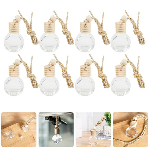 HEALEEP 10 Pcs Refillable Essential Oil Bottles Empty Car Diffuser Perfume Hanging Khaki