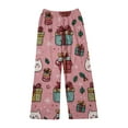 thumbnail image 4 of WTOBBY Women's Holiday Print Flannel Pajama Pants, Fashionable Christmas-Themed Sleepwear with Comfortable Fit, Merry Christmas Design for Women,Pink M, 4 of 6