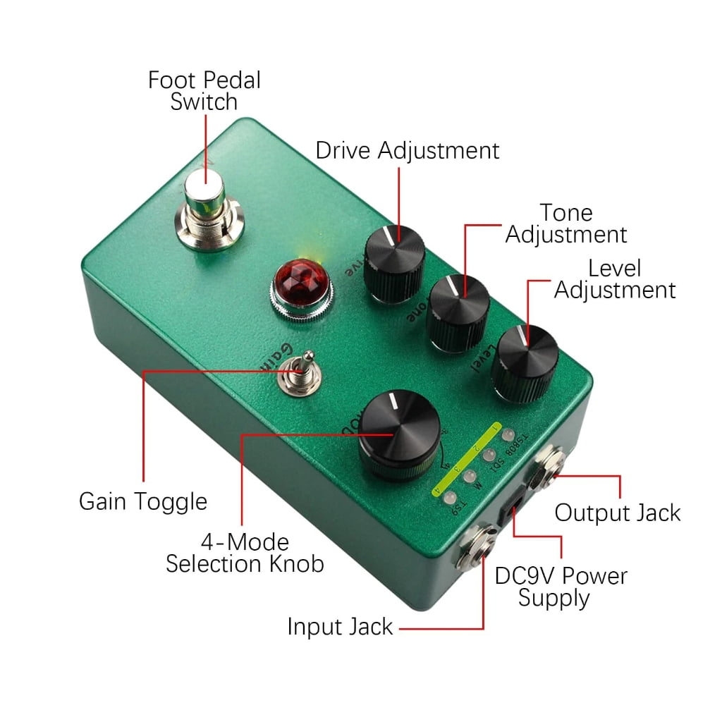 Guitar Pedal for Overdrive Boosting True Bypass Selection Sound Shaping
