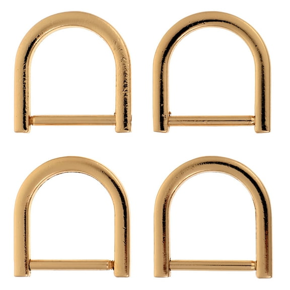 Zoyueyie 4Pcs U Shape Horseshoe D Rings Screw in D- Rings DIY Craft Purse Keychain Luggage Accessories ( Golden )