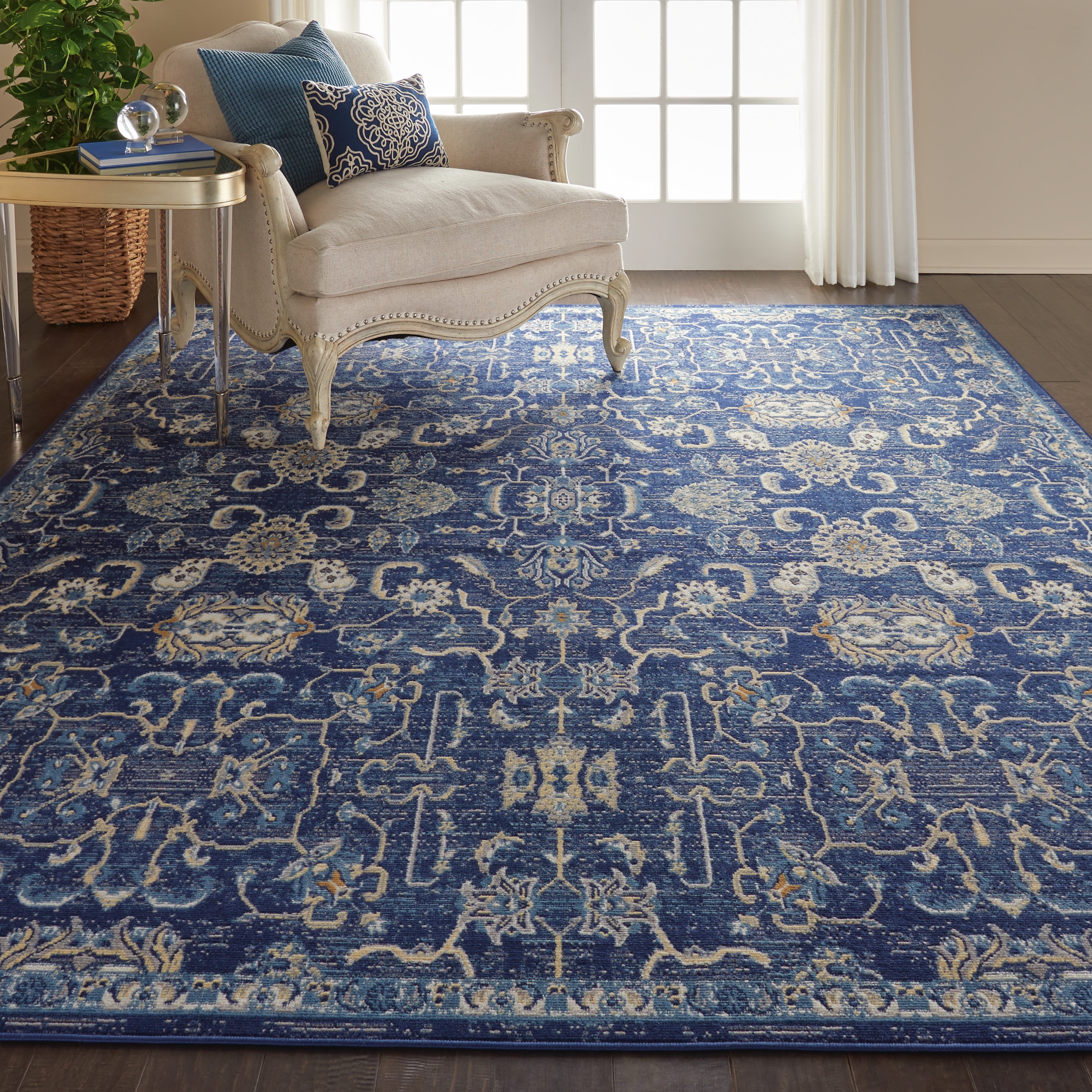 Nourison Grafix Persian Bordered Navy Area Rug