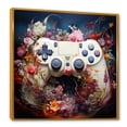 thumbnail image 2 of Designart "Blooming Video Game Controller" Fashion Framed Wall Art - Pink Video Games Bedroom Framed Canvas Wall Art, 2 of 6