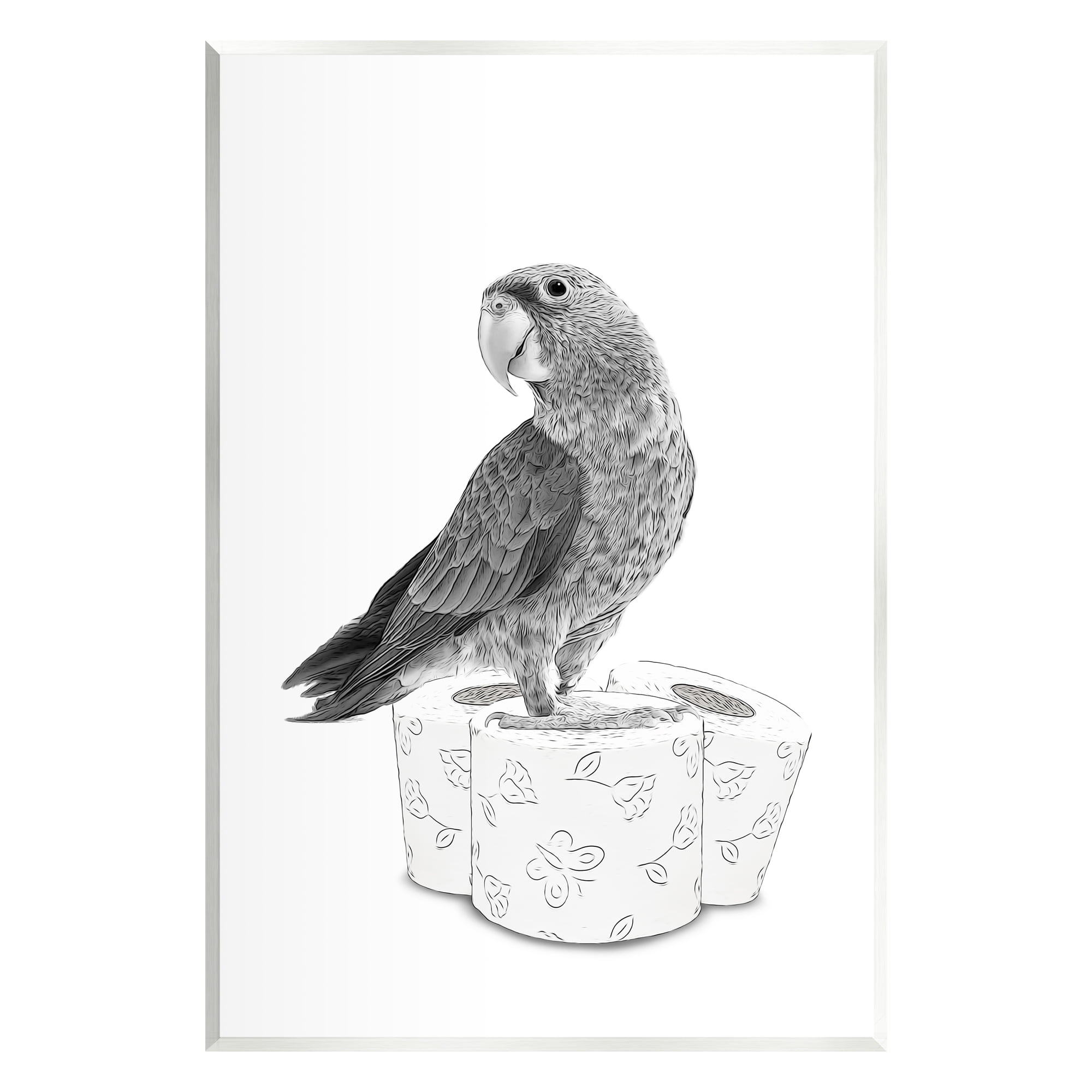 Stupell Industries Parrot & Toilet Paper Bathroom Animals & Insects Painting Unframed Art Print
