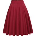 thumbnail image 5 of Lovskoo Womens Vintage High Waist A-Line Skater Skirt Bow Tie Flared Midi Skirt with Pockets Red 2XL, 5 of 6