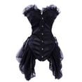 thumbnail image 2 of BLTIBY Women Bustier Corset Lace Body Shaper Sleeveless Solid Color Mesh Vest Top with Button Fashion Slim Fit Waist Cincher Black XL, 2 of 5