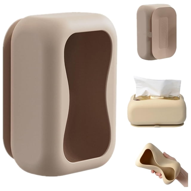 Suction Cup Tissue Storage Rack Paper Towel Container Wall Mounted Silicone Tissue Dispenser Fashionable Tissue Box Fashionable Tissue Box