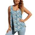thumbnail image 3 of Jsaierl Womens Hide Belly Tank Tops Summer Casual Curver Hem Sleeveless Camisole Retro Floral Print Flowy Loose Fit Vests, 3 of 8