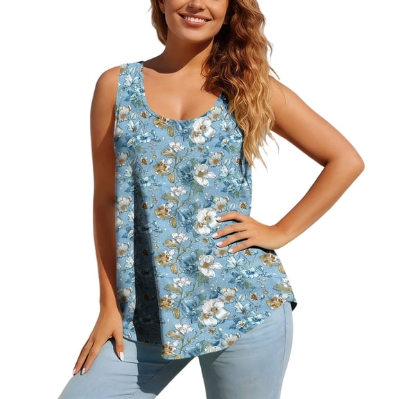 IFNWSV Plus Size Tank Tops for Women Sleeveless Print Flowy Loose Fit Breathable Summer Cami Top Multicolor L