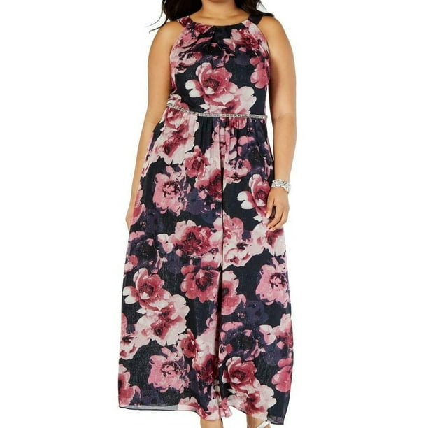 SLNY - Womens Maxi Dress Plus Embellished-Waist Floral 16W - Walmart ...