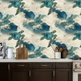 thumbnail image 5 of Peel and Stick Wallpaper Contact Paper Sea Turtles Swimming Amidst Waves Gold Accents Blue Ocean Design Self Adhesive and Removable 17.7in x 118in, 5 of 8