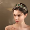 thumbnail image 2 of Joyas de boda europeas y americanas, corona de diamantes de imitación vintage, accesorios para el cabello de cumpleaños de princesa, corona de novia de cristal rojo de lujo de palacio, 2 of 6