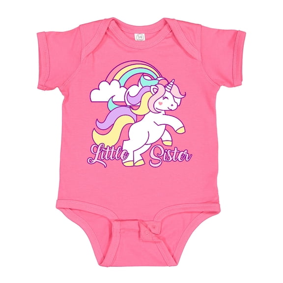 Inktastic Little Sister Unicorn Girls Baby Bodysuit