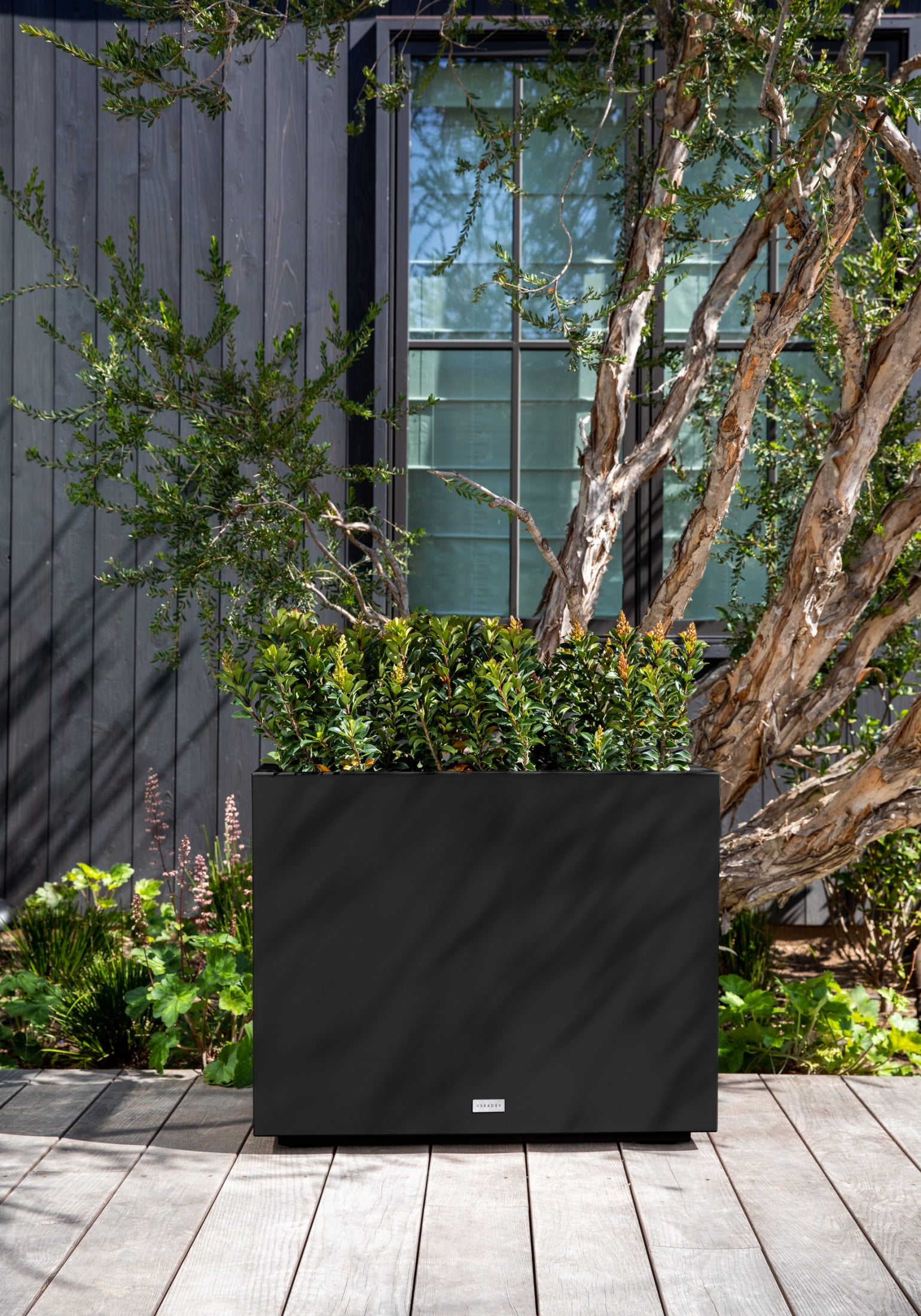 Veradek Block Series Span Short 24" Plastic Planter - Black