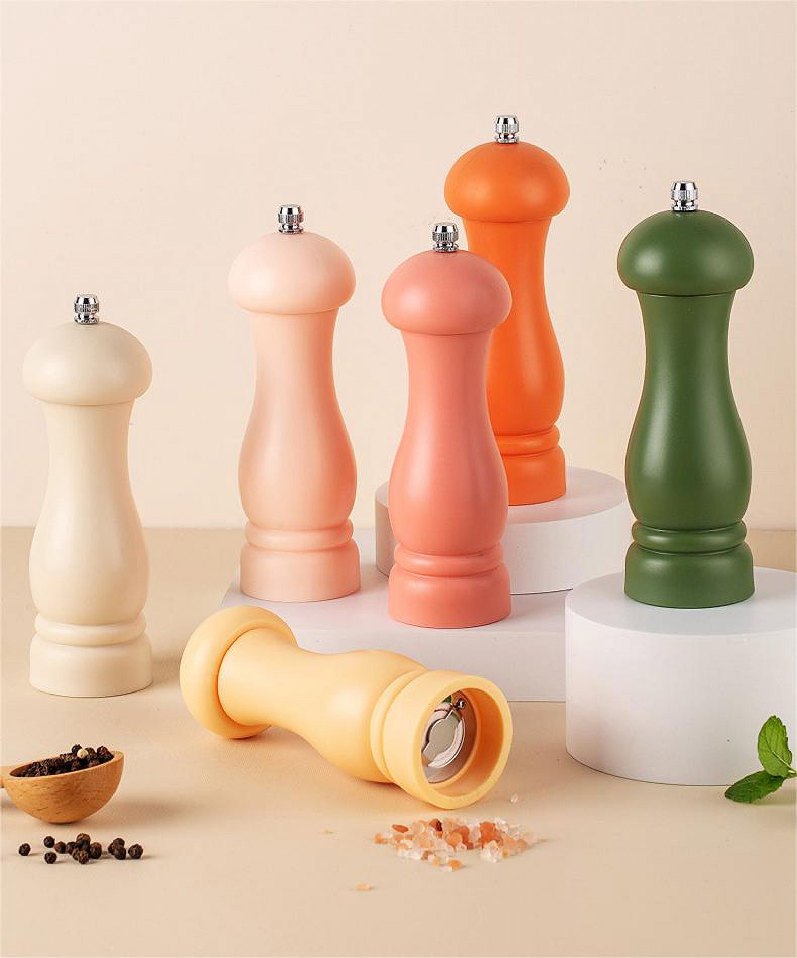 Salt and pepper grinder, manual grinder, grinder with adjusting knob, ceramic core grinder, PP plastic body, comfortable hand feeling