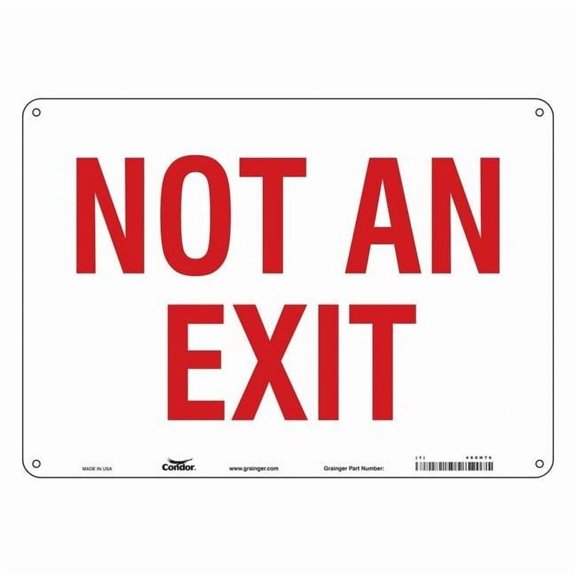 Condor Exit Sign, Plastic, 14" W, 10" H, Not An Exit, White 480H76
