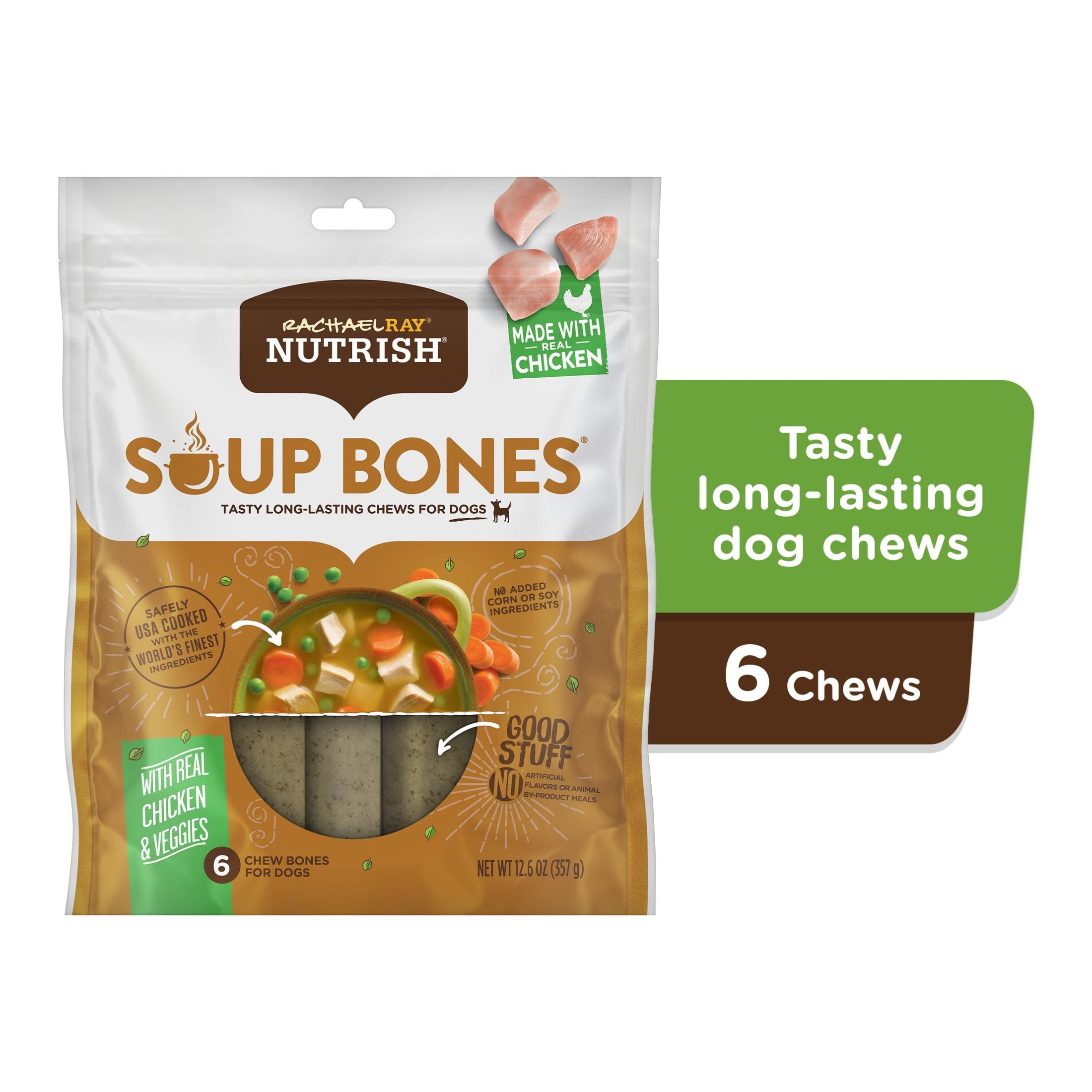 Rachael Ray Nutrish Brandclub Rachael Ray Nutrish Soup Bones Dry Dog Treats with Real Chicken Veggies 6 Soft Treats
