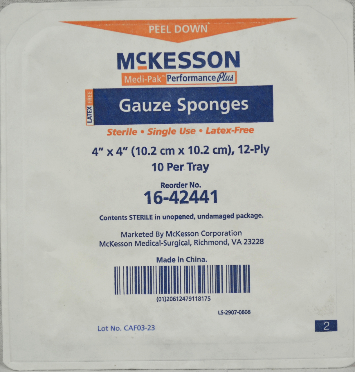 Gauze Sponge Type VII MediPak Performance Plus Cotton Gauze 12Ply 4 X 4 Inch Square Sterile