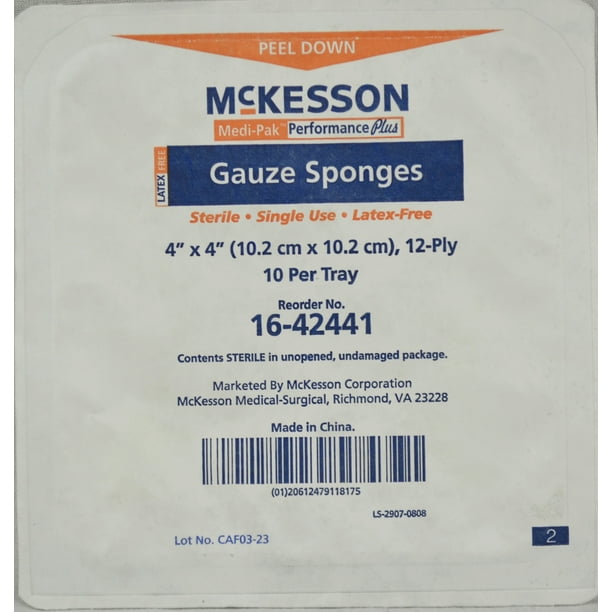 Gauze Sponge Type VII MediPak Performance Plus Cotton Gauze 12Ply 4 X