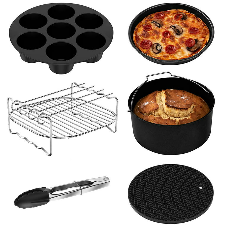 6PCs 7 Air Fryer Accessories Set Baking BBQ Pizza Chips Pan Mold