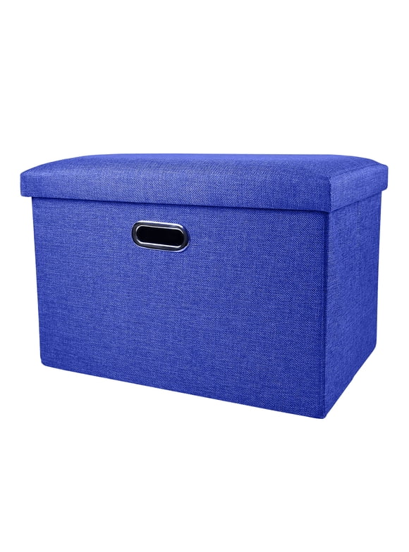 Folding Storage Ottoman Bench 16" Foot Rest Stool Seat With Handle Memory Foam Lid for Space Saving