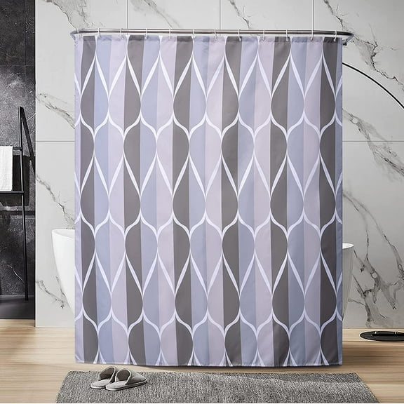 Shower Curtains Set - YI&ZE Grey Heart Printed Waterproof Fabric Shower Curtain for Bathroom with 12 Plastic Hooks, Modern Bathroom Accessories，72x72 Inch
