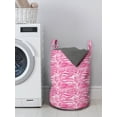 thumbnail image 3 of Zebra Print Laundry Bag, Striped Zebra Animal Skin Pattern in Vivid Color Fun Artwork Print, Hamper Basket with Handles Drawstring Closure for Laundromats, 13" x 19", Pink Black, by Ambesonne, 3 of 4