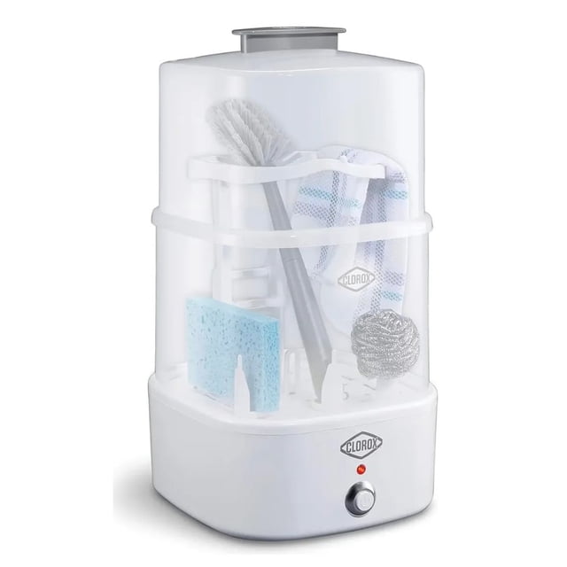 Esterilizador de Vapor Clorox 2 Niveles Mata 99.999% Bacterias | Desinfectante Eléctrico de Esponjas, Herramientas de Limpieza y Más con Apagado Automático 600W