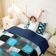 thumbnail image 3 of Homewish Vintage Blue Checkered Twin Duvet Cover,Grunge Abstract Art Twin Bedding,Navy Blue Reversible,2-Piece,1 Duvet Cover and 1 Pillowcase, 3 of 6