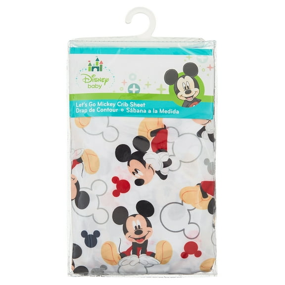 Mickey Mouse Disney Baby Lets Go Mickey Baby Crib Sheet, 28 X 52, Fits Stand Size Crib Mattress