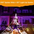thumbnail image 4 of Husfou - Juego de decoración de telarañas de Halloween de 4,8 m para exteriores, araña gigante iluminada de 127 cm, 200 arañas pequeñas, telarañas elásticas de 80 g, suministros para fiestas de, 4 of 8