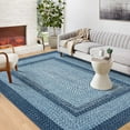 thumbnail image 1 of YUSAZENS 9x12 Farmhouse Braided Print Stain-Resistant Non-Shedding Geometric Border Accent Area Rug Gray Blue, 1 of 7