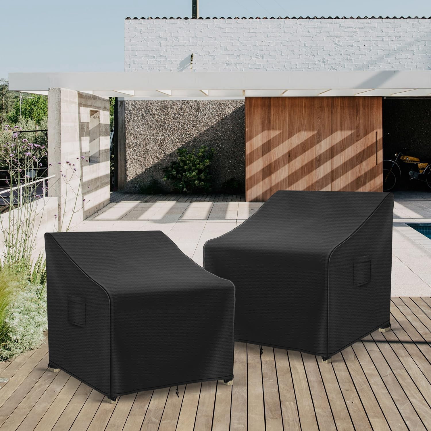 Adirondack Chair Covers Waterproof, Lawn Outdoor Chair Covers 2 Pack, Patio Chair Covers for Outdoor Furniture Fits up to 32W x 37D x 36H inches, Black